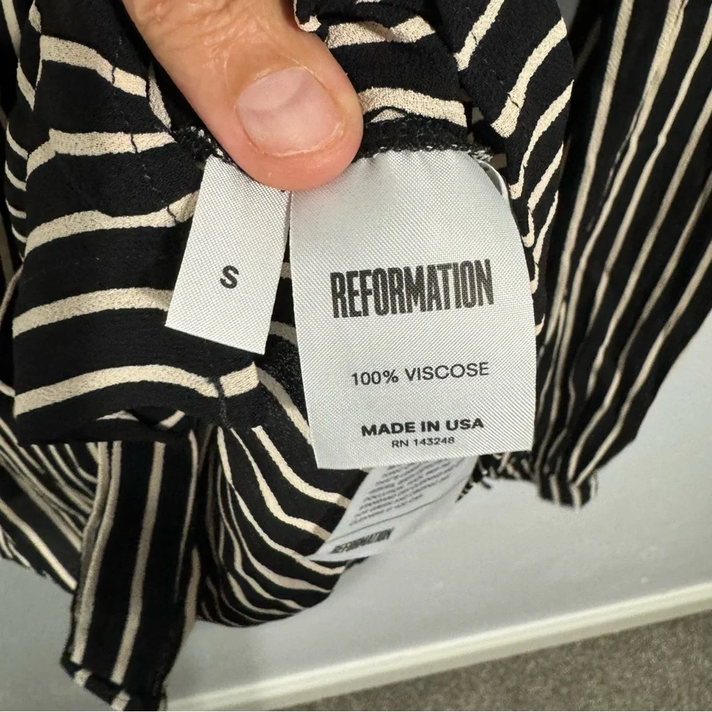Reformation Arlington blouse black striped small